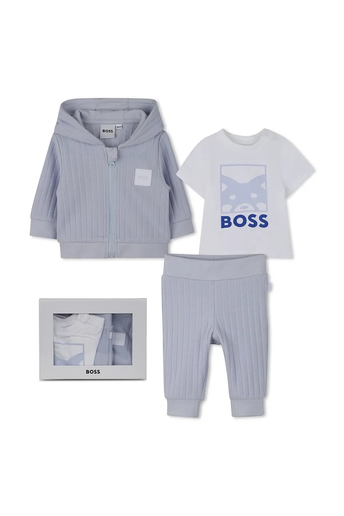 BOSS dres niemowlęcy nadruk niebieski J53057