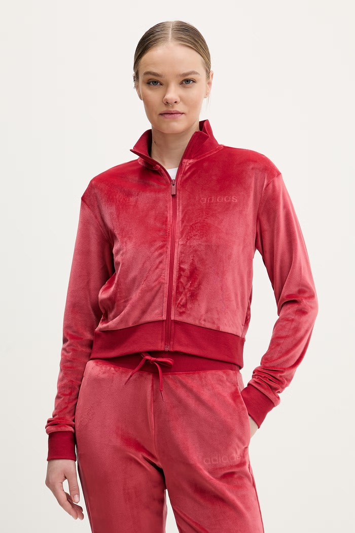 Zamatová tepláková súprava adidas Glam KB8946 červená SS26