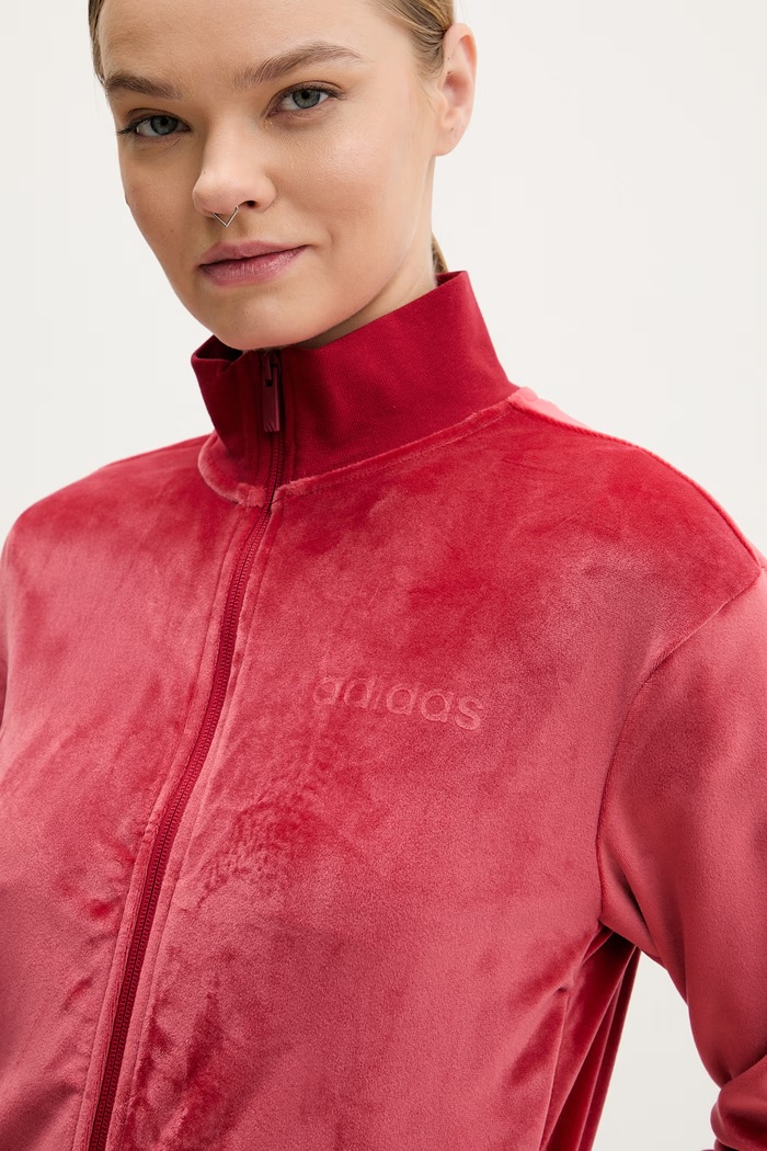 Zamatová tepláková súprava adidas Glam KB8946 červená