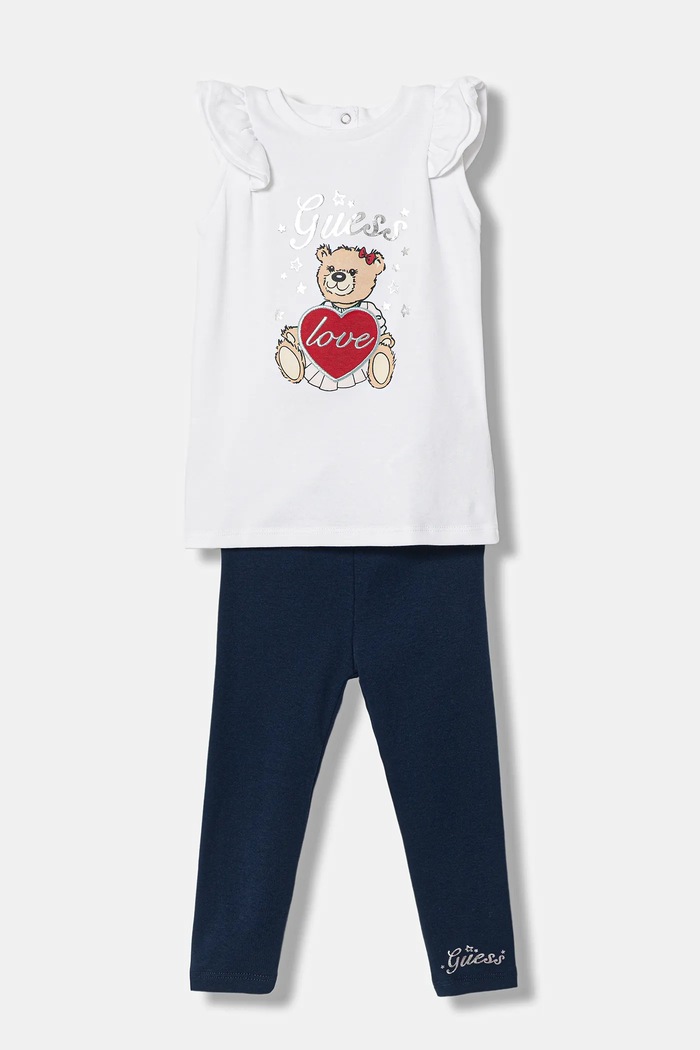 Guess completo in cotone neonato/a applique bianco A6RG02.KA6W4.PPY2