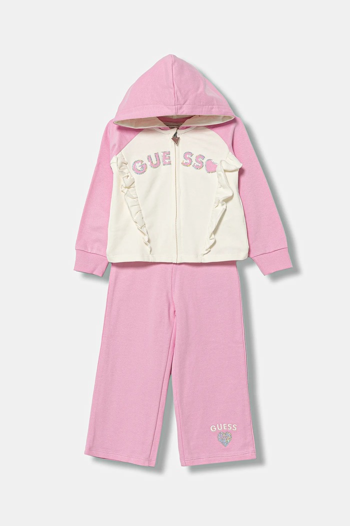 Guess dres bawełniany dziecięcy aplikacja różowy K6RG02.KA6R4.PPY2