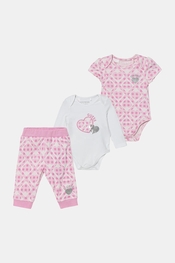 Sada pre bábätká Guess potlač ružová S6RG04.KA6W4.PPY2