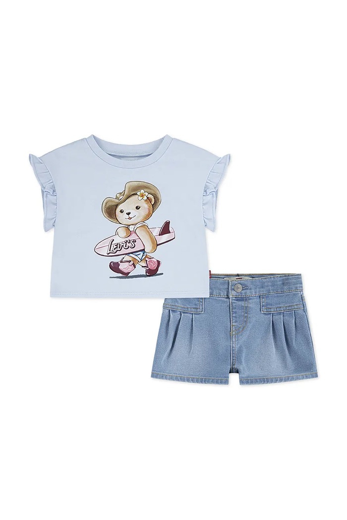 Sada pre bábätká Levi's SS TOP & PLEATED SHORT SET pletenina modrá 1EP561