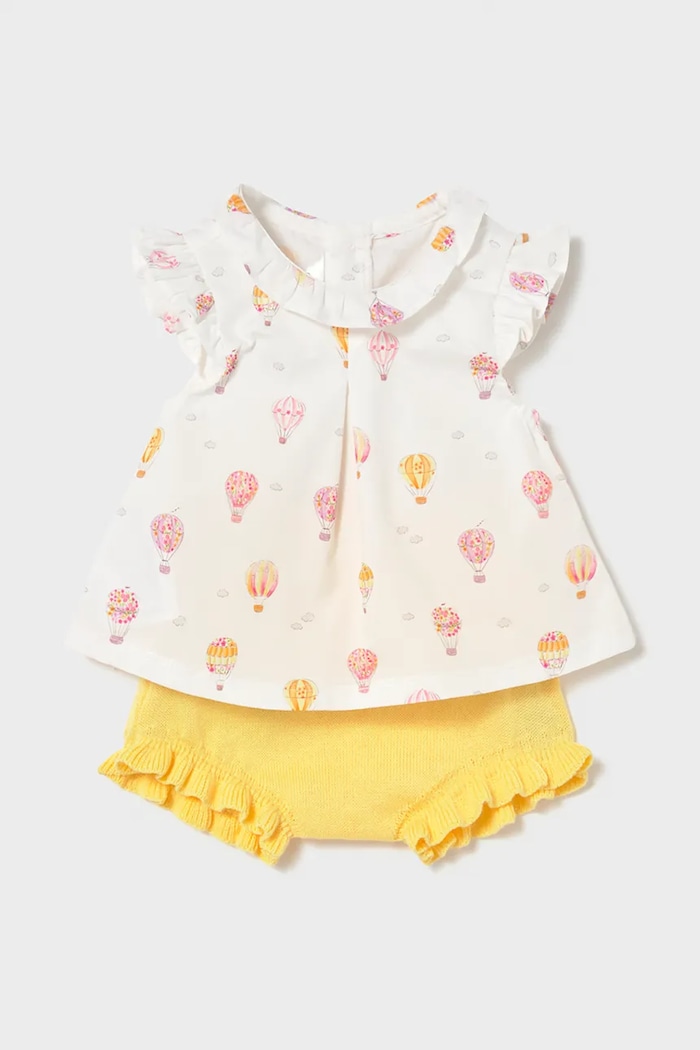 Mayoral Newborn baba pamut melegítő apró mintás sárga 1288.2F.Newborn.PPY2