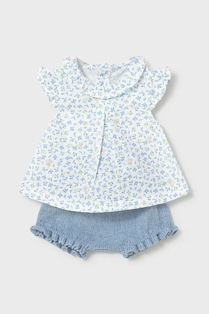 Mayoral Newborn set de bumbac pentru bebeluși cu modele albastru 1288.2F.Newborn.PPY2