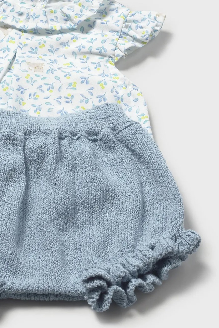 Fete Mayoral Newborn set de bumbac pentru bebeluși 1288.2F.Newborn.PPY2 albastru