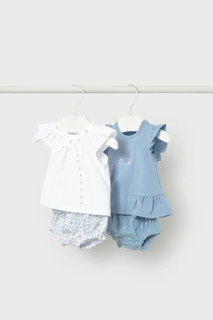 Σετ μωρού Mayoral Newborn 2-pack με ελαστάν μπλε 1639.2F.Newborn.PPY2