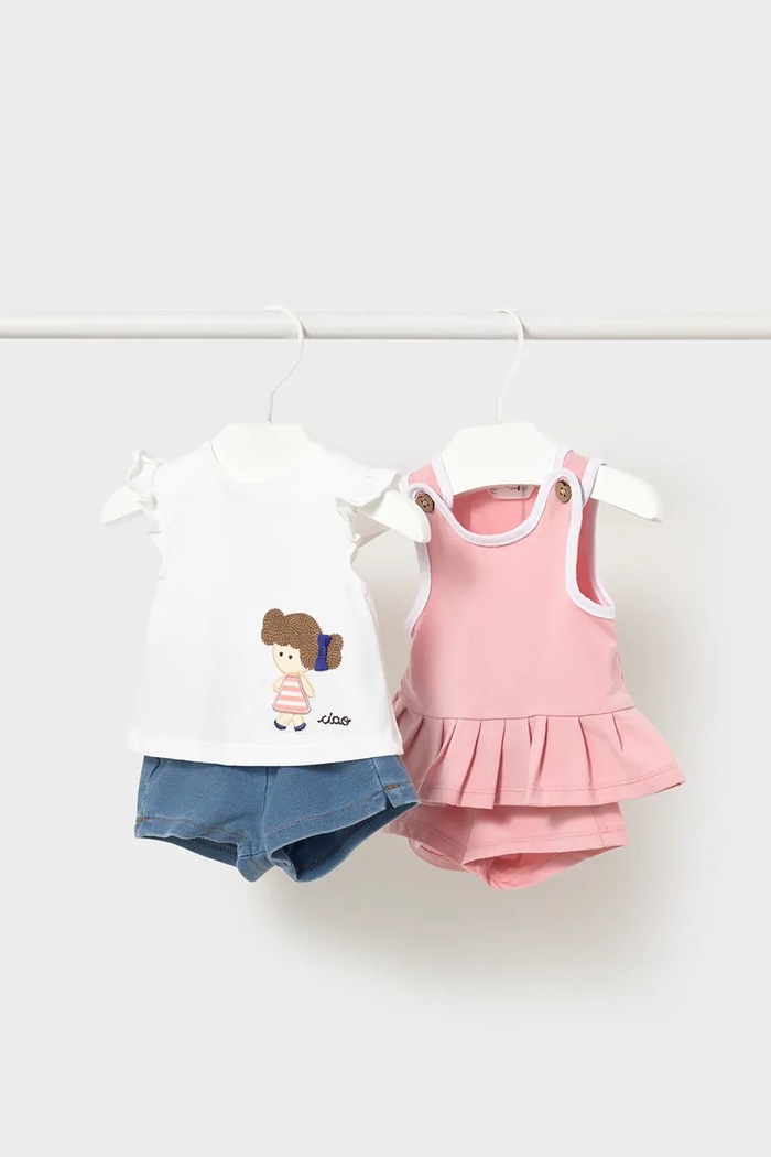 Σετ μωρού Mayoral Newborn 2-pack απλικέ ροζ 1643.2T.Newborn.PPY2