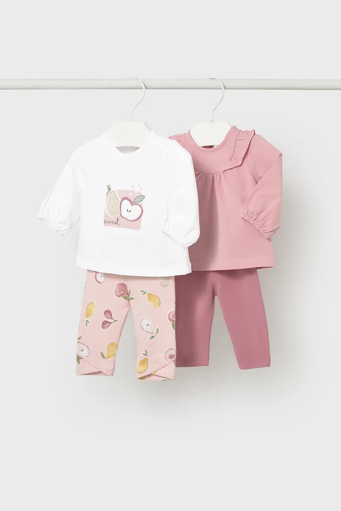 Σετ μωρού Mayoral Newborn 2-pack απλικέ ροζ 1741.2H.Newborn.PPY2