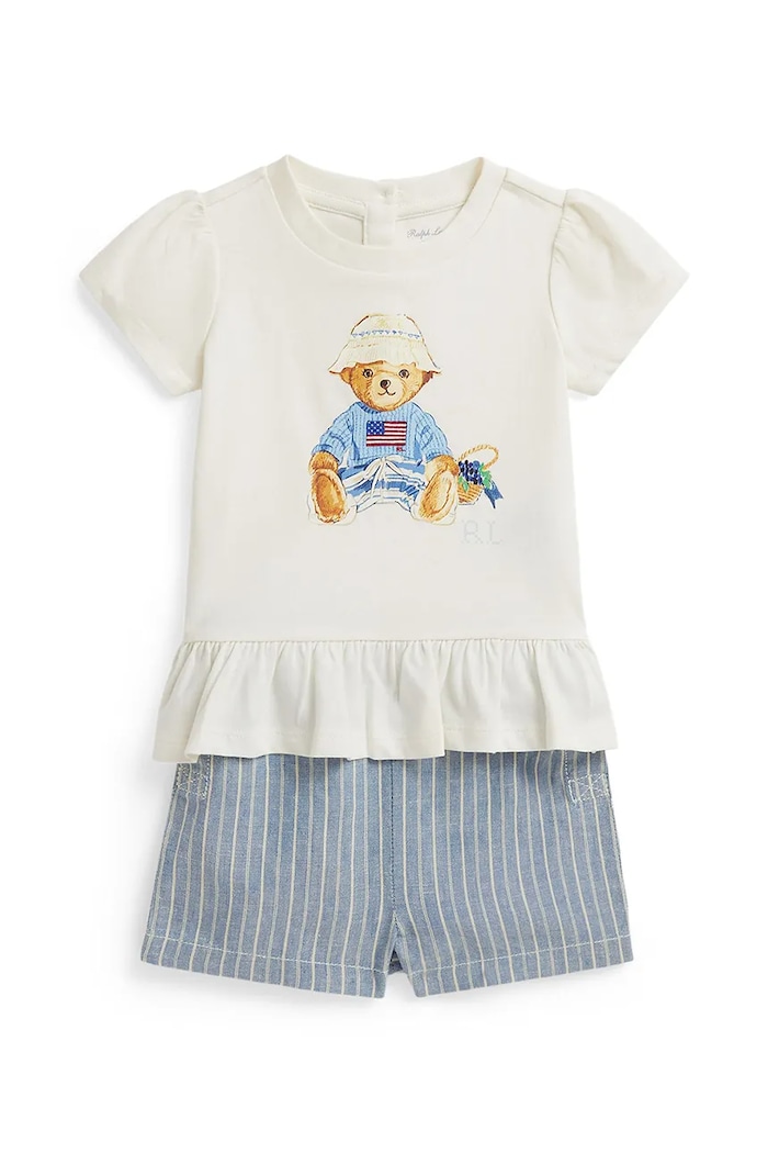 Polo Ralph Lauren compleu copii din bumbac alb 310A12857001