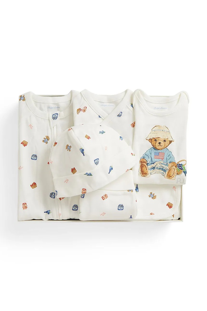 Polo Ralph Lauren set de bumbac pentru bebeluși cu modele alb 310A12863001