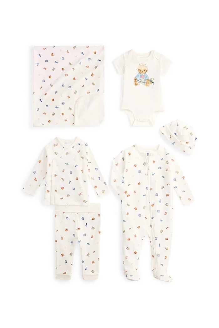 Polo Ralph Lauren set de bumbac pentru bebeluși 310A12863001 alb SS26