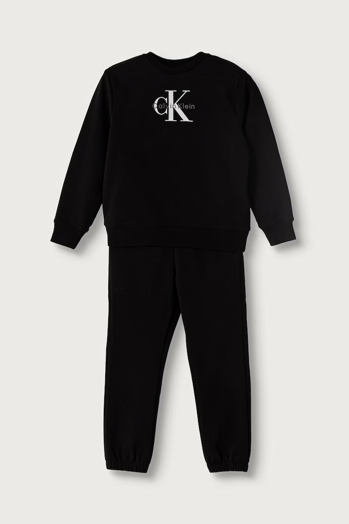 Calvin Klein Jeans tepláková súprava detská s bavlnou nášivka čierna IN0IN00353.PPY2