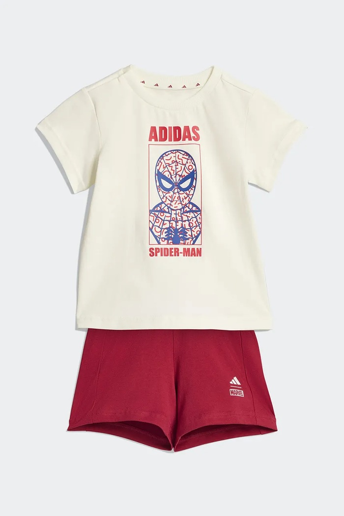 Бебешки памучен комплект adidas MRVL надпис бежов JZ3550
