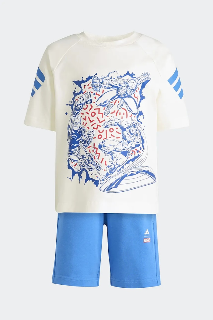 Детский комплект из хлопка adidas Marvel JZ3573 бежевый SS26