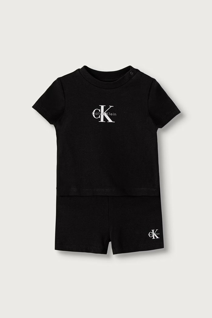 Calvin Klein Jeans Compleu pentru bebeluși din bumbac negru LVCKSJI09B.PPY2