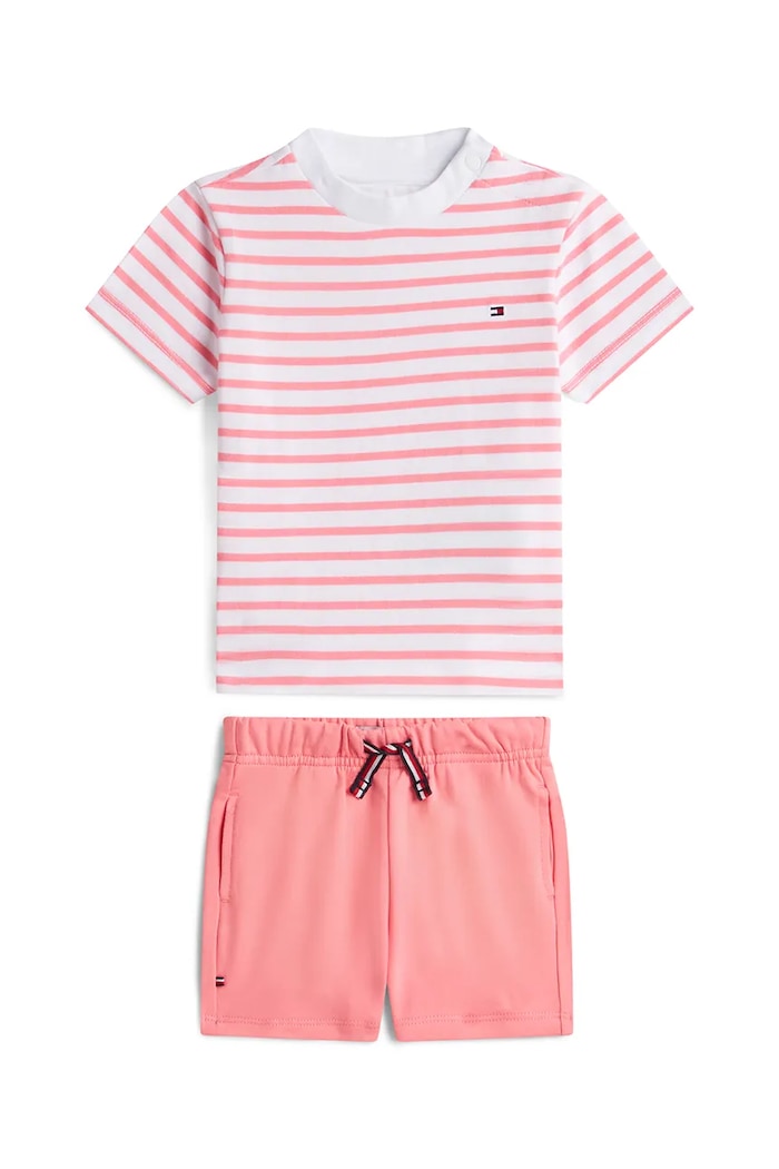 Tommy Hilfiger compleu de zi pentru copii din bumbac roz KN0KN02379.PPY2