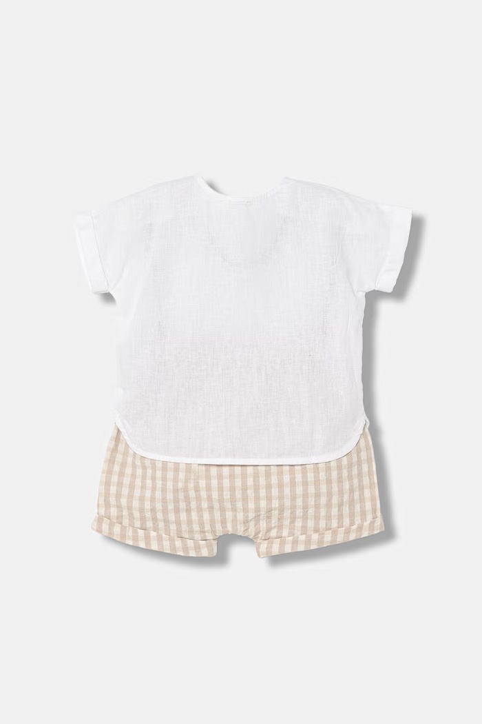 United Colors of Benetton komplet niemowlęcy z lnem 4T06AK003.W.Stagionale beżowy SS26
