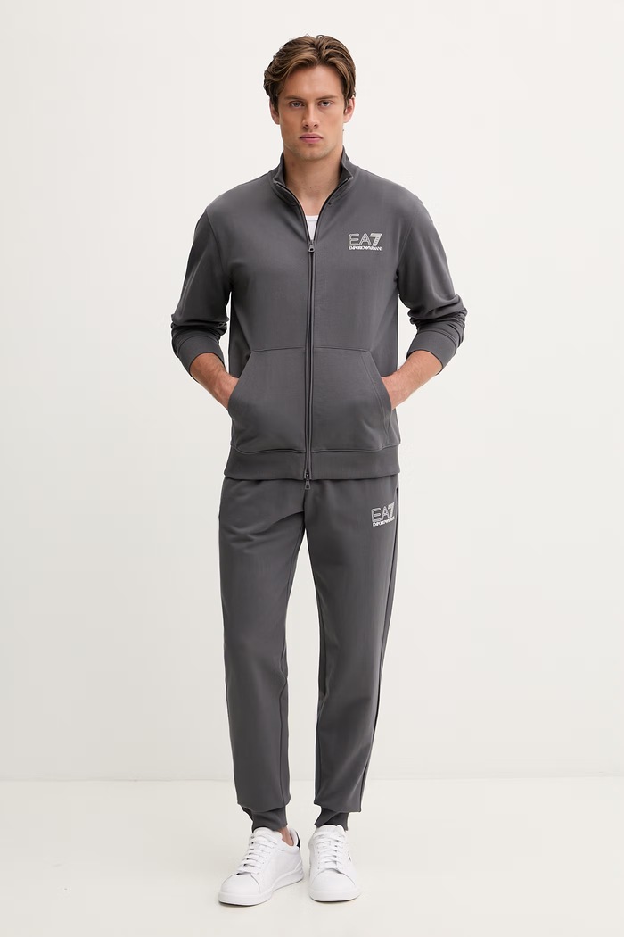 EA7 Emporio Armani compleu de trening pentru bărbați din bumbac bumbac gri AF13512.7M001318