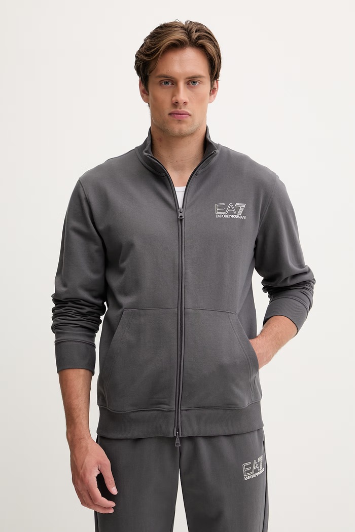 EA7 Emporio Armani compleu de trening pentru bărbați din bumbac AF13512.7M001318 gri SS26