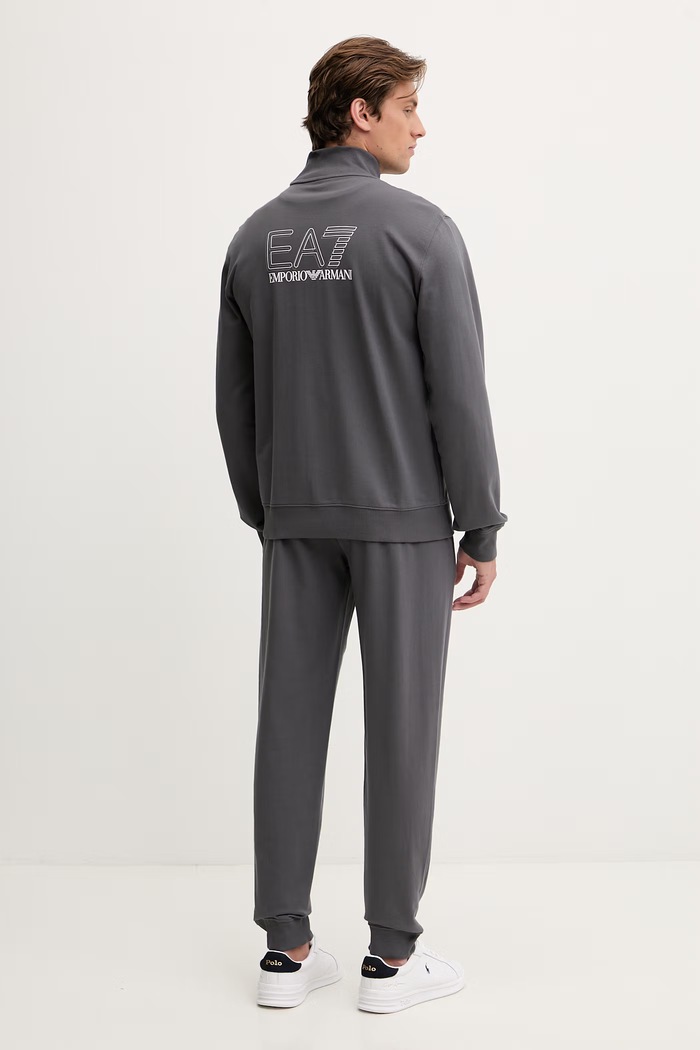 Îmbrăcăminte EA7 Emporio Armani compleu de trening pentru bărbați din bumbac AF13512.7M001318 gri