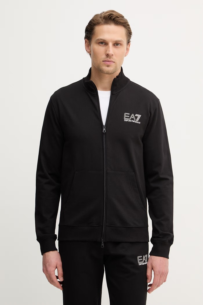 Îmbrăcăminte EA7 Emporio Armani compleu de trening pentru bărbați din bumbac AF13512.7M001318 negru