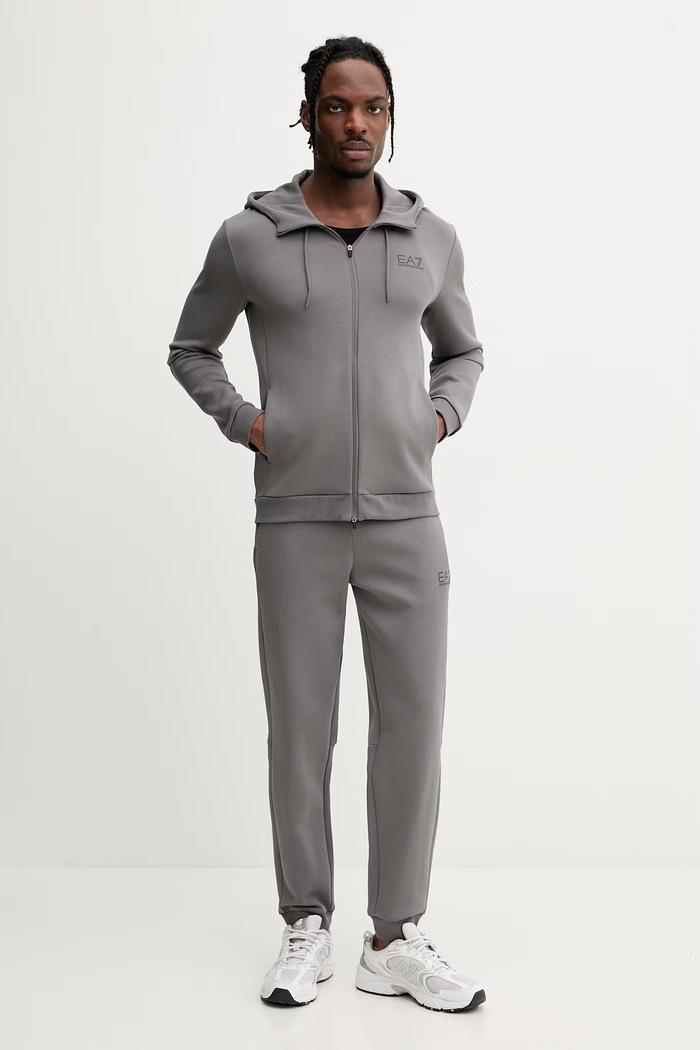 EA7 Emporio Armani спортен комплект мъжки с памук изчистен сив AF20845.7M001602