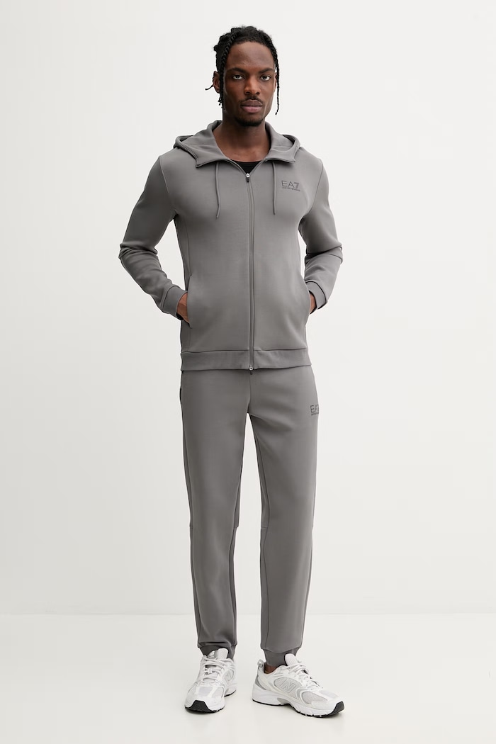EA7 Emporio Armani спортен комплект мъжки с памук изчистен сив AF20845.7M001602