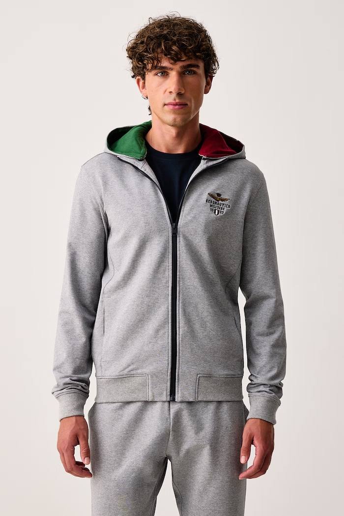 Aeronautica Militare Komplet dresowy męski bawełniany z elastanem TF0108UF00674 szary SS26
