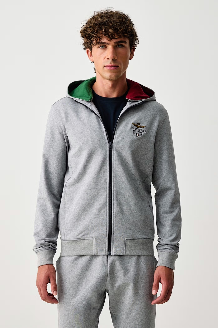Aeronautica Militare Komplet dresowy męski bawełniany z elastanem TF0108UF00674 szary SS26