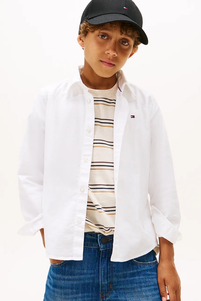 Tommy Hilfiger koszula dziecięca z elastanem biały KB0KB10192.104.122.PPY2
