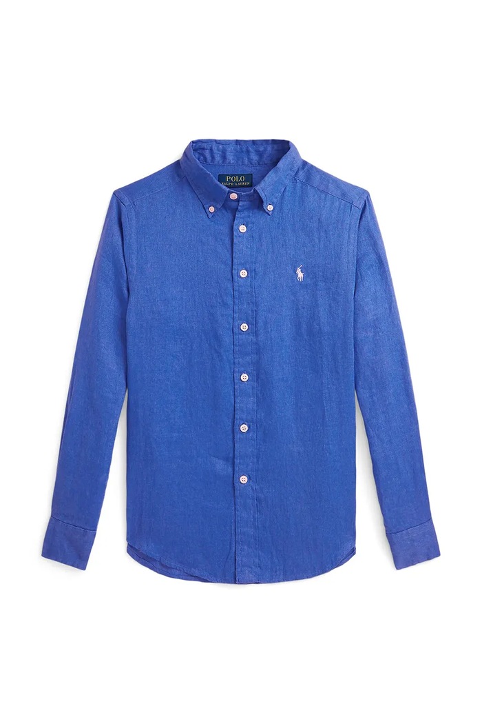Dječja lanena košulja Polo Ralph Lauren večernje plava 323967600501