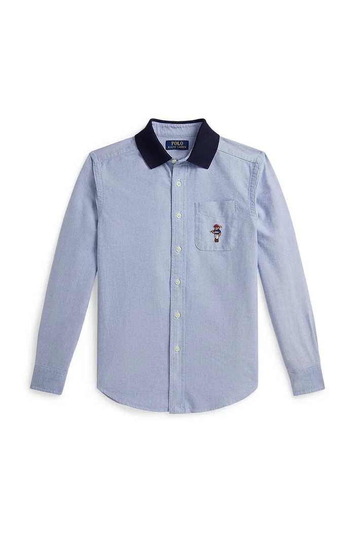 Dětská bavlněná košile Polo Ralph Lauren jemný vzor modrá 323A96286001