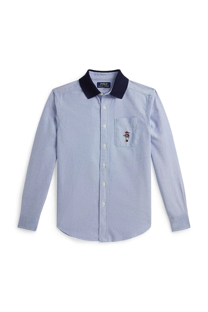 Dětská bavlněná košile Polo Ralph Lauren jemný vzor modrá 323A96286001