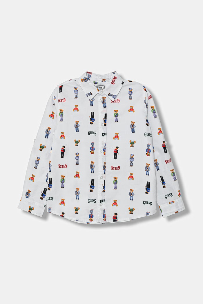 Guess cămașă de bumbac pentru copii lung alb N6RH05.W9CL1.PPY2