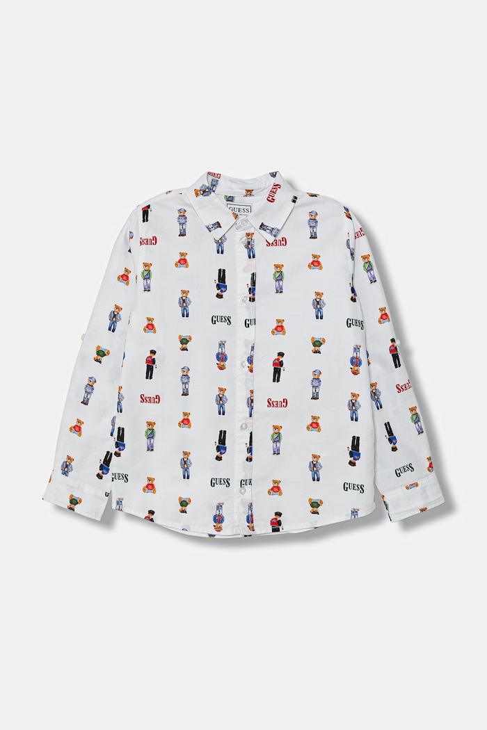 Guess cămașă de bumbac pentru copii lung alb N6RH05.W9CL1.PPY2