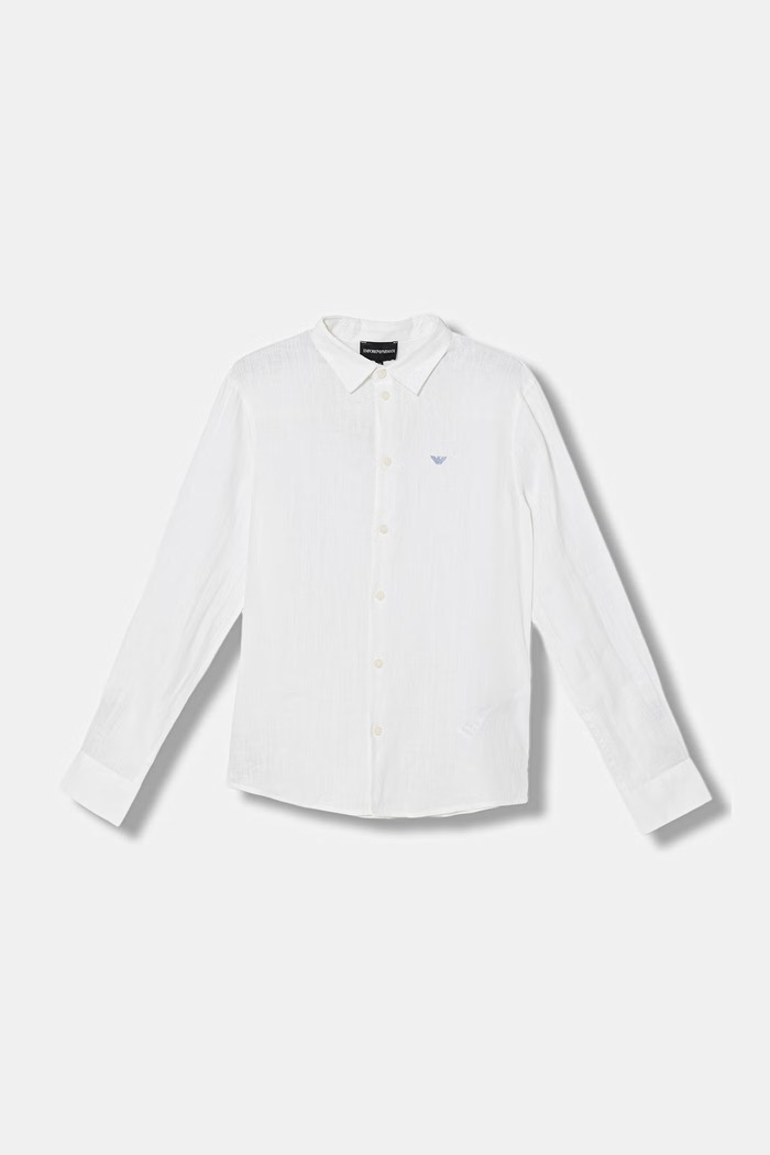 Dětská lněná košile Emporio Armani len bílá 8N4CJ9.3NEEZ