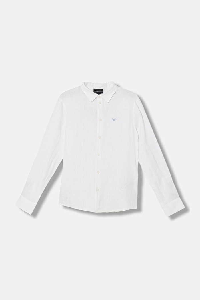 Dětská lněná košile Emporio Armani len bílá 8N4CJ9.3NEEZ