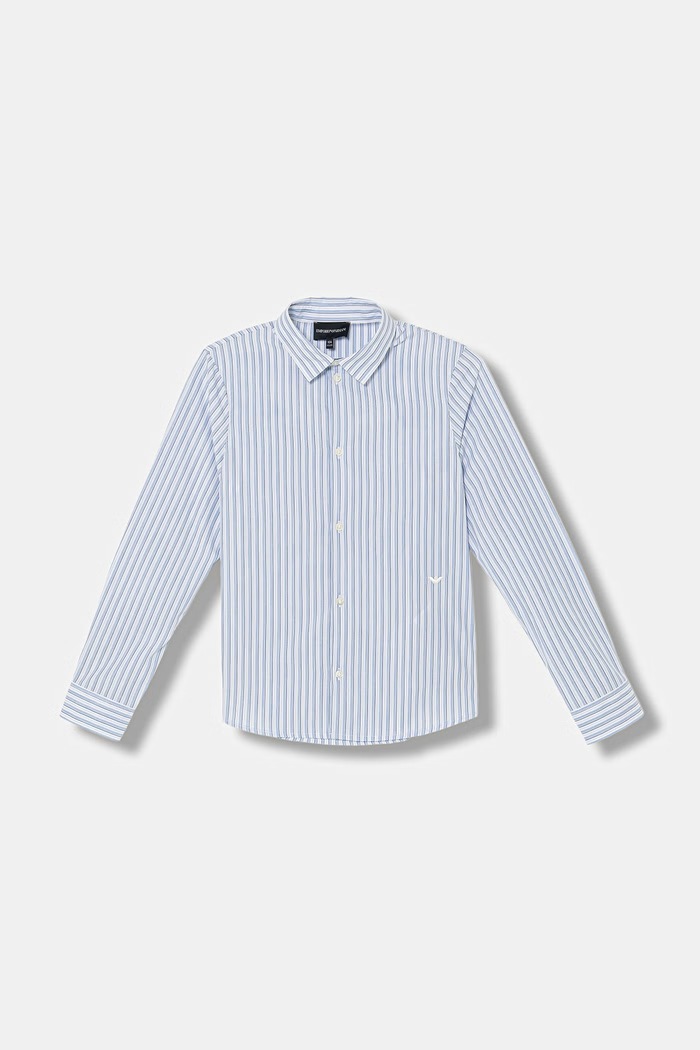 Dětská bavlněná košile Emporio Armani dlouhý modrá EB001314.AF20973