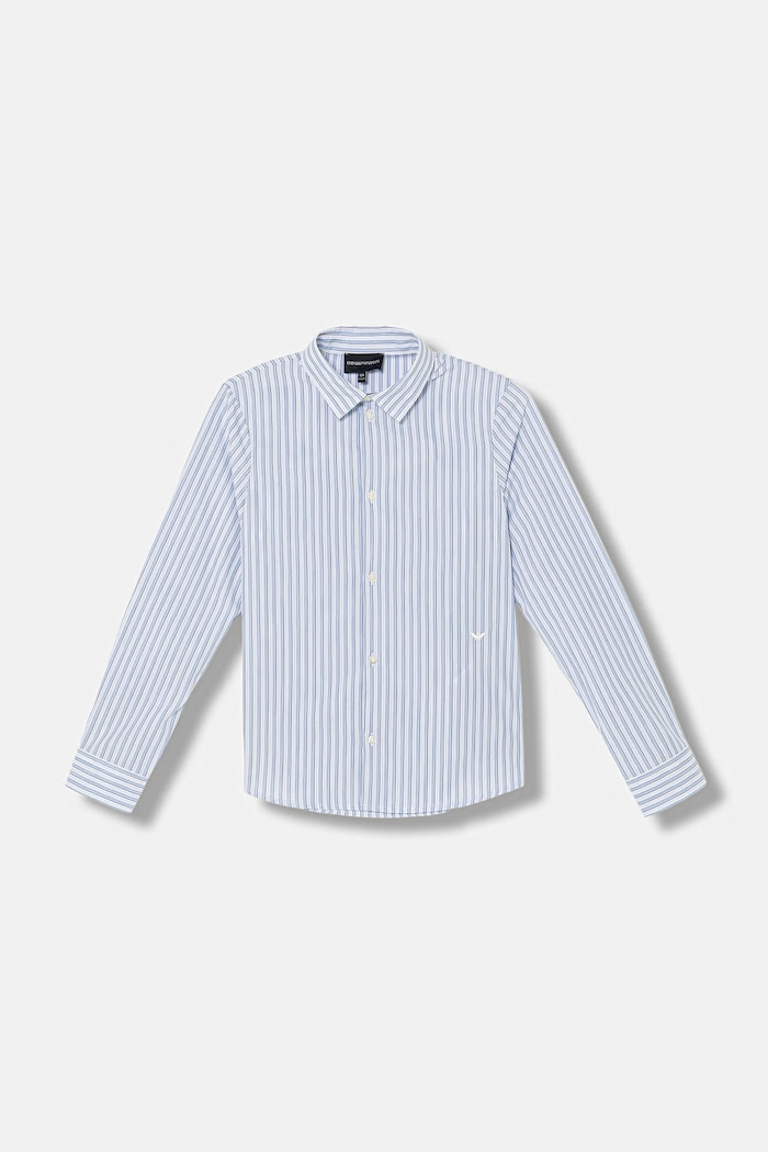 Dětská bavlněná košile Emporio Armani dlouhý modrá EB001314.AF20973