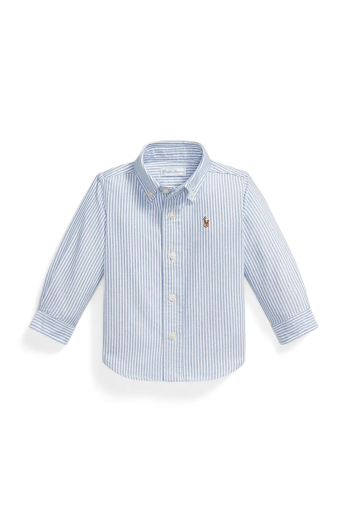 Polo Ralph Lauren cămașă din bumbac pentru bebeluși lung albastru 320677177001