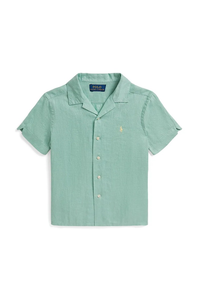 Polo Ralph Lauren koszula dziecięca lniana turkusowy 322964585502