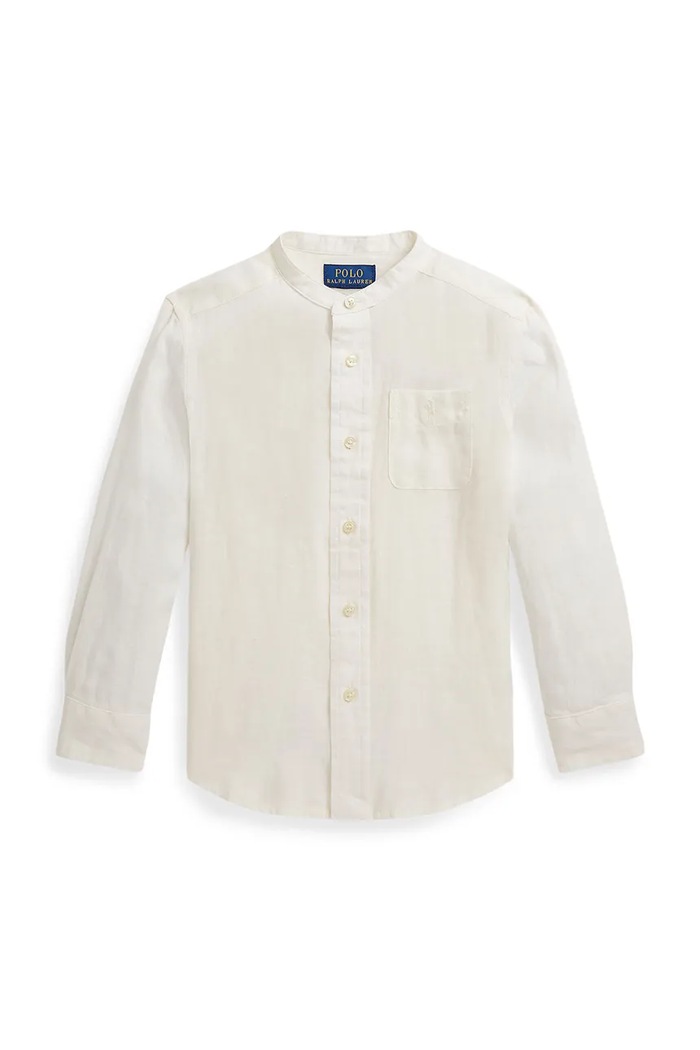 Polo Ralph Lauren detská ľanová košeľa biela 322964592501