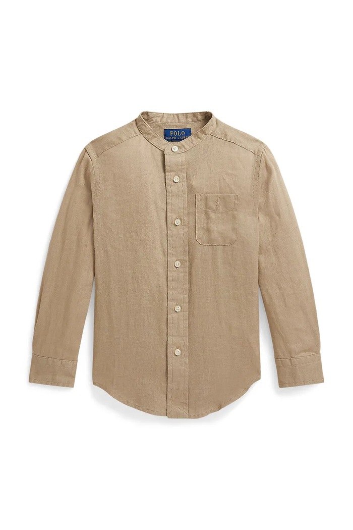 Polo Ralph Lauren detská ľanová košeľa zelená 322964592502