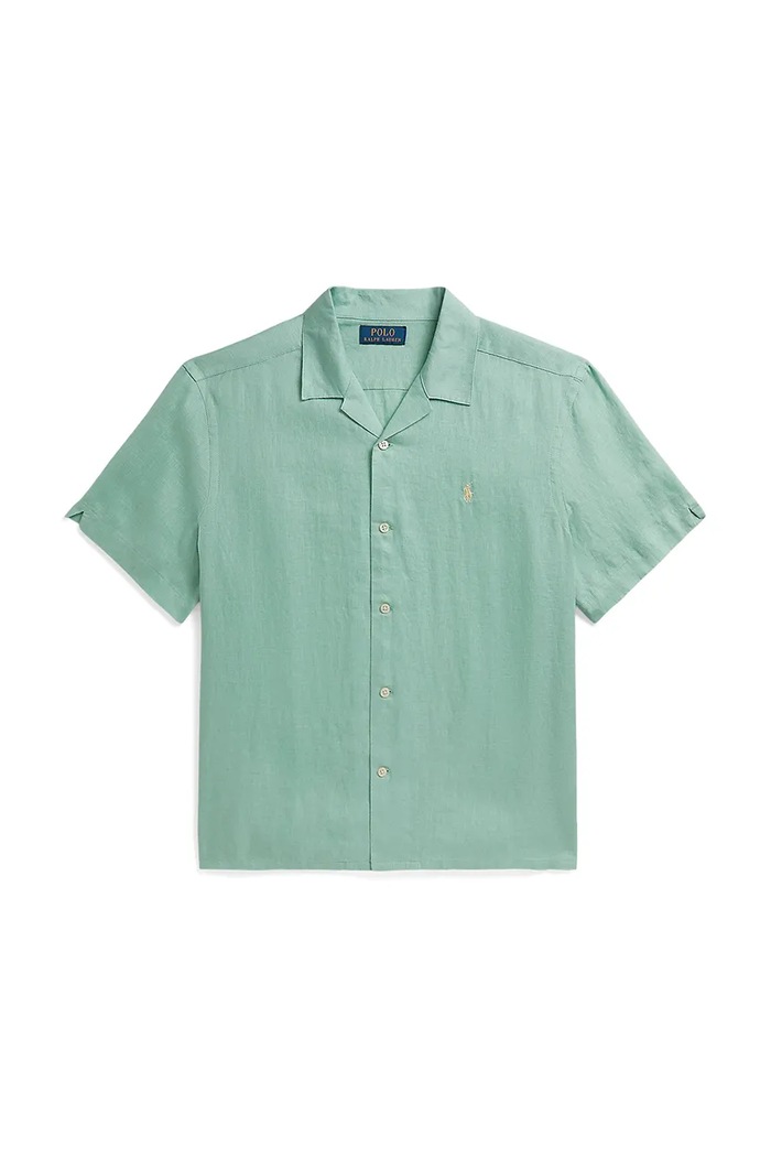Polo Ralph Lauren detská ľanová košeľa 323964585501 tyrkysová SS26
