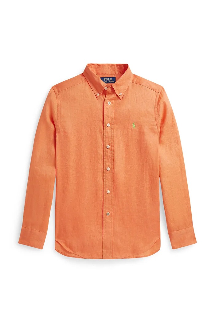 Polo Ralph Lauren detská ľanová košeľa oranžová 323967600005