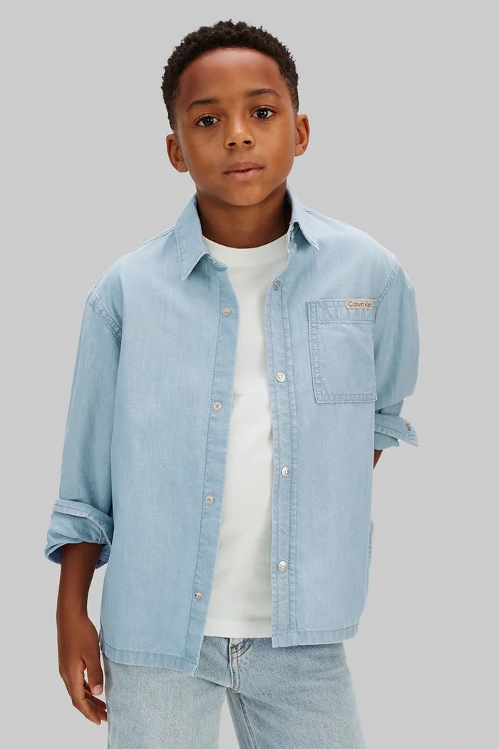 Calvin Klein Jeans košeľa detská bavlnená modrá LVCKSJB30B.128.176.PPY2