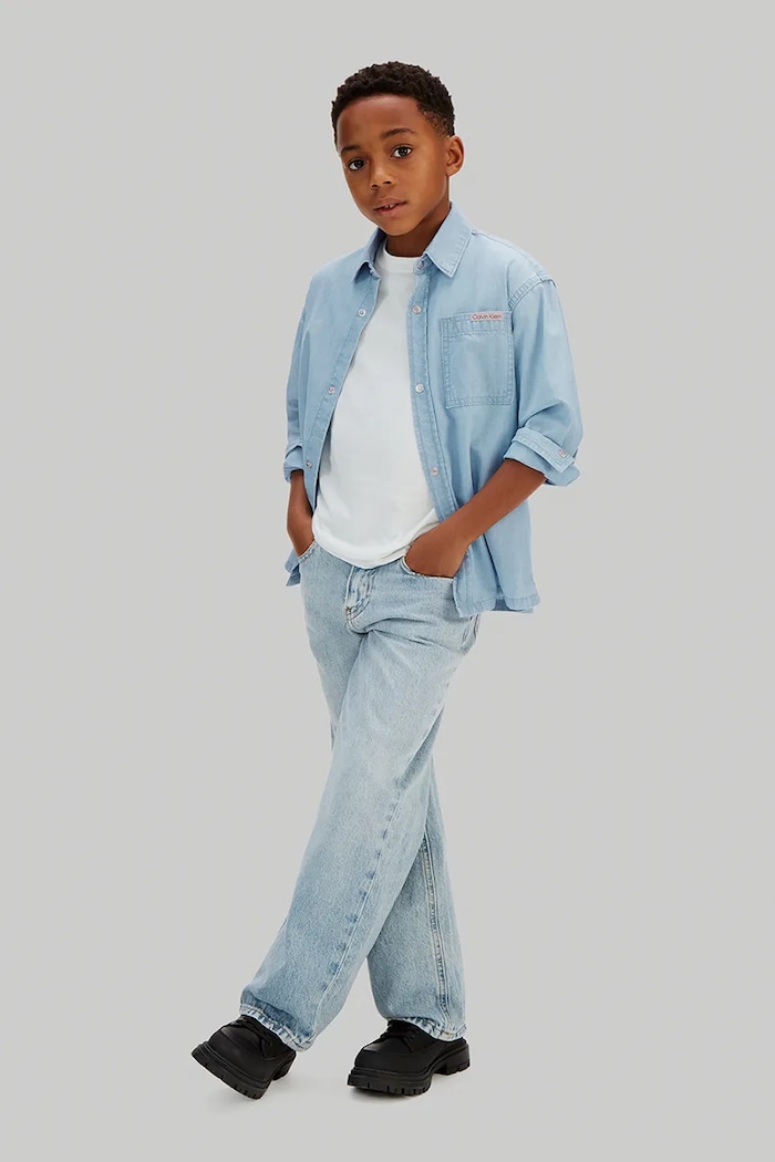 Calvin Klein Jeans košeľa detská bavlnená LVCKSJB30B.128.176.PPY2 modrá