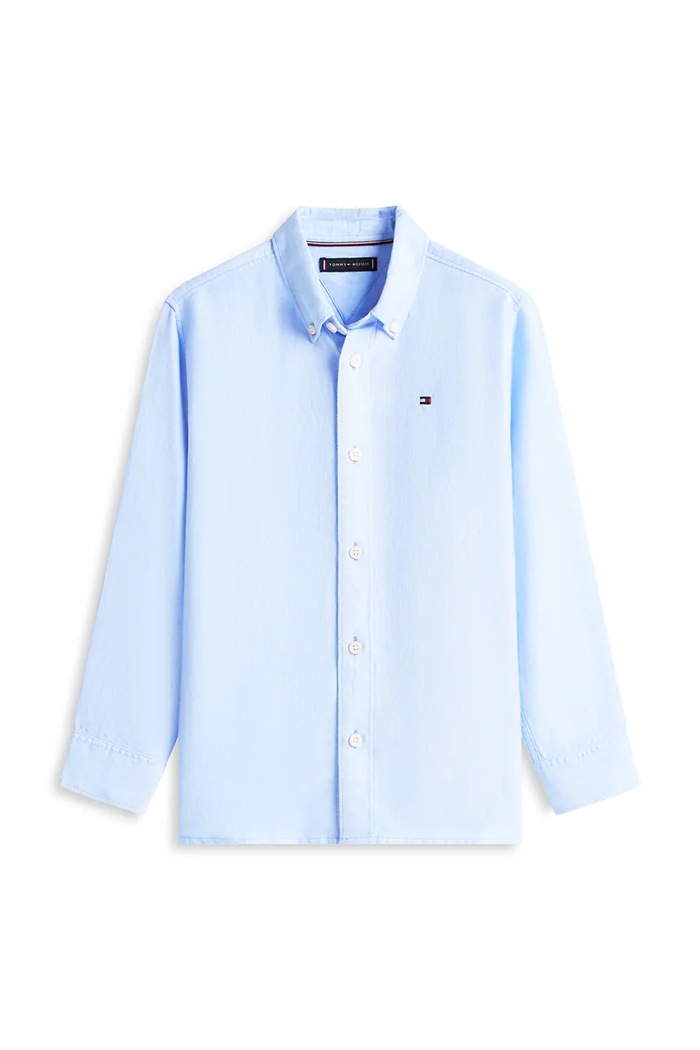 Tommy Hilfiger cămașă pentru copii, din in KB0KB09550.128.176.PPY2 albastru SS26