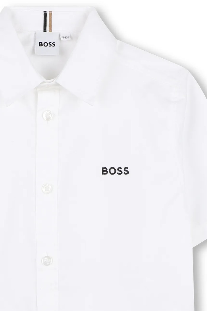 Băieți BOSS cămașă de bumbac pentru copii J53160.114.150 alb